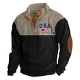thumbnail image 1 of Afdoent Mens Sweatshirt Men's Flag Print Casual Stand Collar Long Sleeve Corduroy Sweatshirt Streetwear, 1 of 2