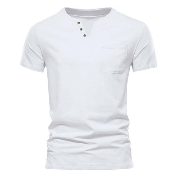 Afdoent Mens T-Shirt Male Casual V Neck Pocket T Shirts Slim Fit Short Sleeve Tee Shirt For Daily Wear Outdoor Activities Spring Summer Comfortable Breathable Fashion Tee Shirts