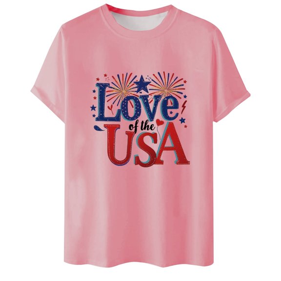 Afdoent Mens T-Shirt Male Independence Day Print Graphic T Shirts Casual Loose Fit Short Sleeve Crew Neck Summer Tops For Daily Wear Classic Tee