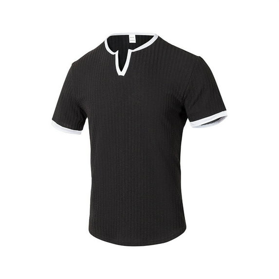 Afdoent Mens T-Shirt Male Summer Sports Loose Cloth Short Sleeve Color V Neck T Shirt Classic Tee