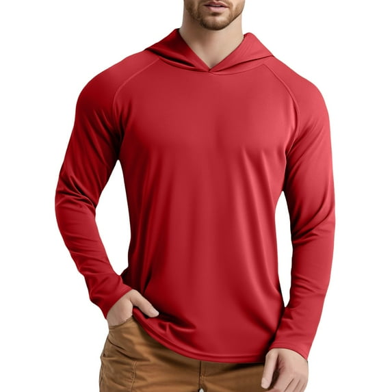Afdoent Mens T-Shirt Male Upf 50+ Long Sleeve Quick Drying Lightweight Outdoor Shirt With Hood Fashion Tee Shirts