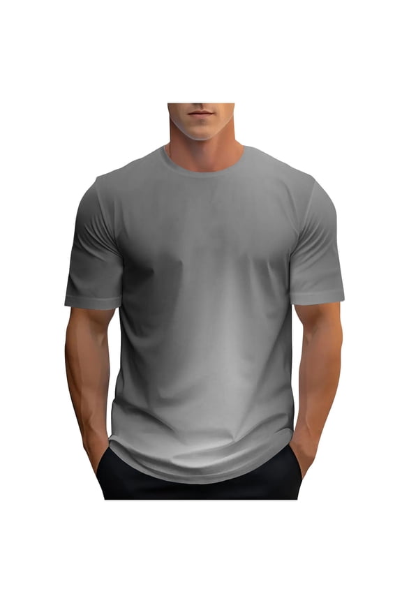 Mens T Shirts Gradient Print Short Sleeve T Shirt Casual Crew Neck With Stylish Color Transition Design For Daily Wear Classic Tee