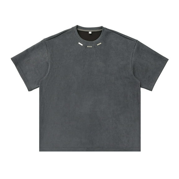 Afdoent Mens T Shirts Male Casual Loose Fit T Shirt With Neckline Steel Logo For Summer Everyday Wear Comfortable Breathable Tee Streetwear