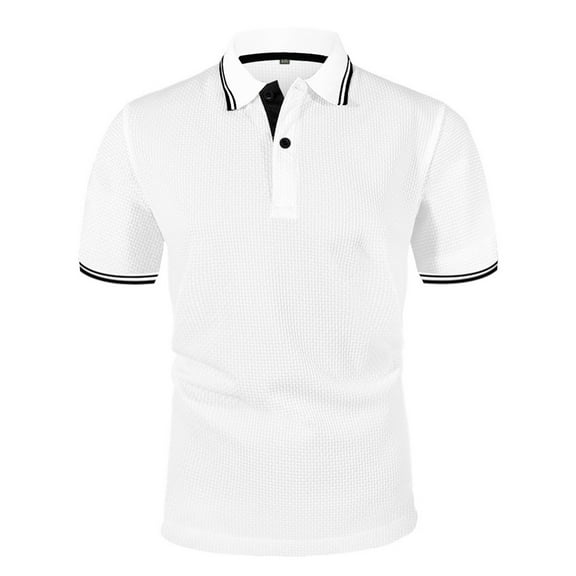 Afdoent Mens T Shirts Male Casual Short Sleeve T Shirt Breathable Comfortable Summer Wear Slim Fit Turn Down Collar Two Tone Design Soft Comfort Tee Shirts
