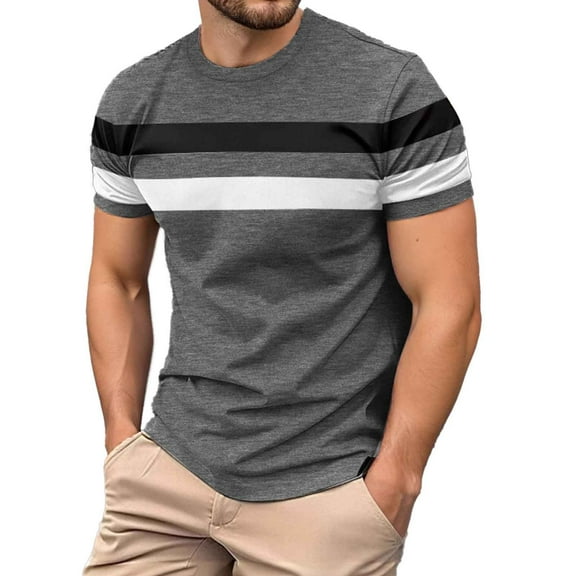 Afdoent Mens T Shirts Male Casual T Shirts Everyday Wear Loose Fitting Color Block Design Summer And Paired With Casual Pants Machine Washable Streetwear
