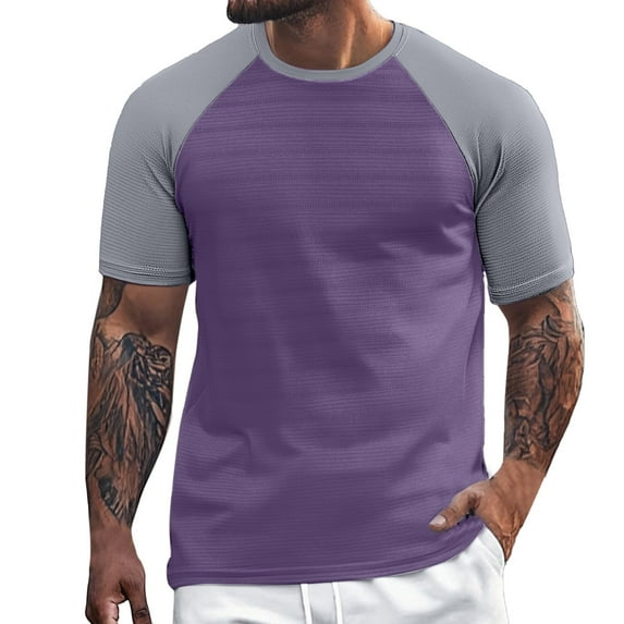 Afdoent Mens T Shirts Male Color Matching Large Size Outdoor Sports Male Short Sleeve T Shirt Soft Comfort Tee Shirts