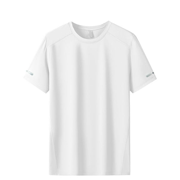 Afdoent Mens T Shirts Male Ice Silk Short Sleeve Top Summer Breathable Dry Stretch Casual Shirt Classic Tee