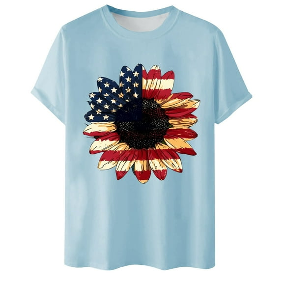 Afdoent Mens T Shirts Male Independence Day Print Graphic T Shirts Casual Loose Fit Short Sleeve Crew Neck Summer Tops For Daily Wear Comfort Tee Shirts