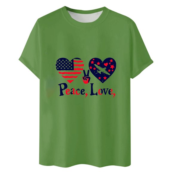 Afdoent Mens T Shirts Male Independence Day Print Graphic T Shirts Casual Loose Fit Short Sleeve Crew Neck Summer Tops For Daily Wear Streetwear