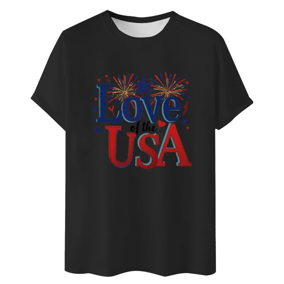 Afdoent Mens T Shirts Male Independence Day Print Graphic T Shirts Casual Loose Fit Short Sleeve Crew Neck Summer Tops For Daily Wear Streetwear