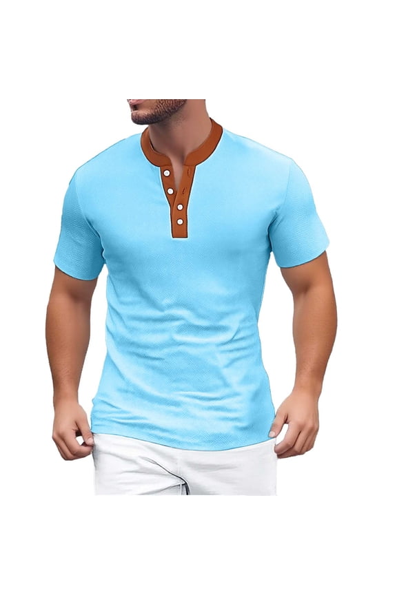 Mens T Shirts Male Spring Summer Fashion Color Short Sleeve Casual Loose Breathable Towel Jacquard Cloth Button Male T Shirt Fashion Tee Shirts