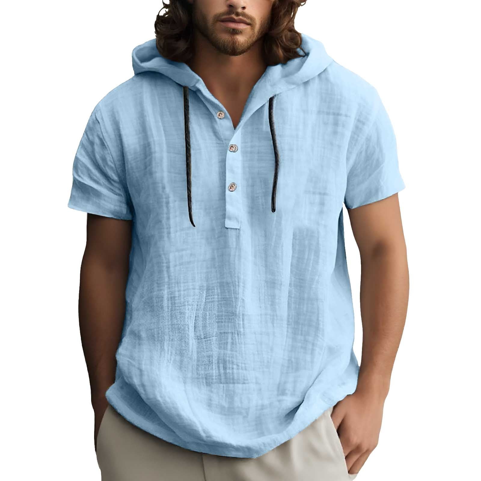 Afdoent Mens T Shirts Male Spring Summer Fashion Solid Color Linen ...