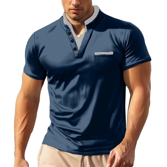 Afdoent Mens T Shirts Male Summer Plus Size Casual T Shirt Men Stand Collar Short Sleeve Casual Loose T Shirt Men Fashion Tee Shirts