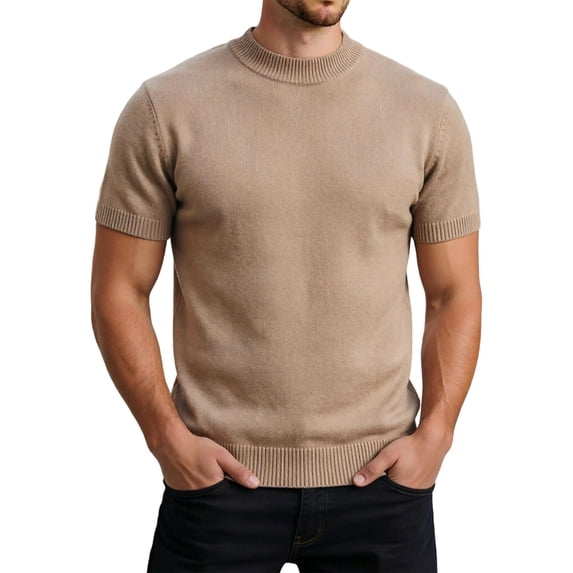 Afdoent Mens T Shirts Short Sleeve Knit T-Shirt Breathable Wicking Crew Neck Casual Tee Shirts For Daily Wear And Layering Summer Vacation Soft Top