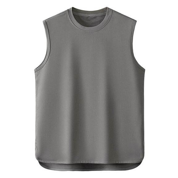 Afdoent Mens Tank Tops Male Crew Neck Solid Color Loose Sleeveless Vest Large Size Fashionable Casual Sports Top Fashion