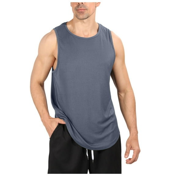 Afdoent Mens Tank Tops Male Summer Breathable Thin Strap Solid Color Sports Loose Vest Breathable