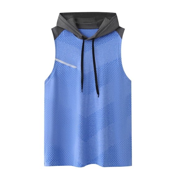 Afdoent Mens Tank Tops Men's Athleisure Vest Sleeveless Hooded Color Block Running Gym T Shirt Breathable