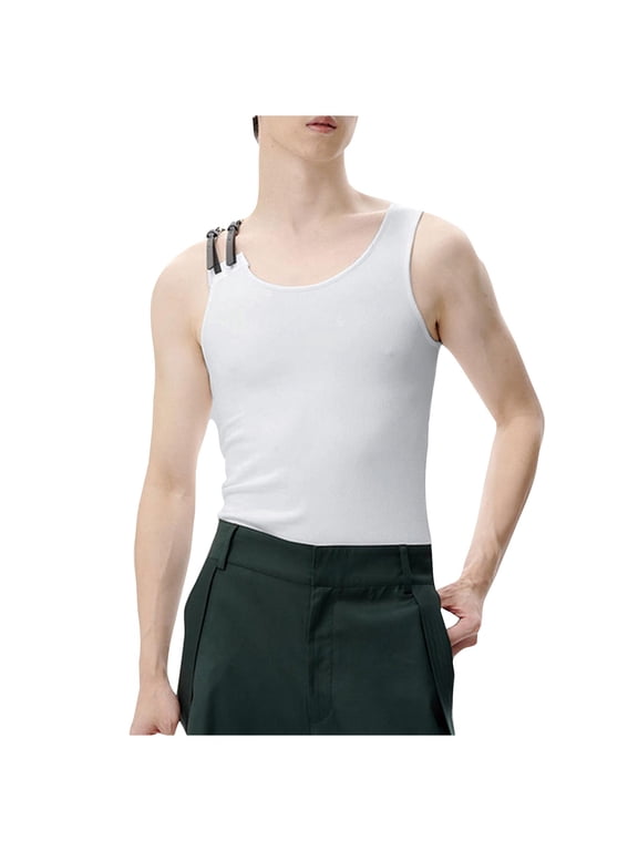 Mens Tank Tops Men's Sleeveless Threaded Vest Muscle Fitness Tight Sports T Shirt Men's Base Shirt Fashion