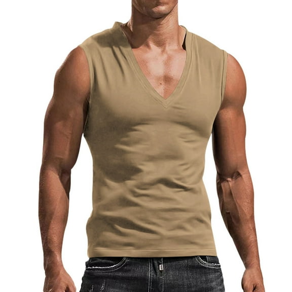 Afdoent Mens Tank Tops Men's V Neck Tank Top Lightweight Athletic Solid Sleeveless T Shirt Fashion