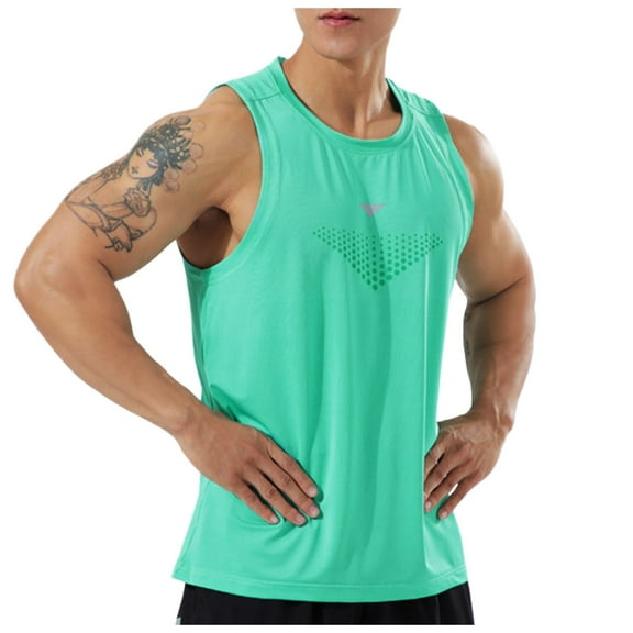 Afdoent Mens Tank Tops Solid Color Elastic Breathable Wicking Men Casual Trend Loose Comfortable Fitness Running Vest Fashion