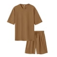 thumbnail image 1 of Afdoent Mens Two Piece Outfits Men's Casual Short Sleeve Round Neck Suit Set Comfortable Summer Spring Outfit Lightweight Breathable Summer Vacation Outfits For Men, 1 of 9