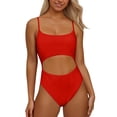 thumbnail image 1 of Afdoent One Piece Swimsuit Women Neck Front Lace Up Back High Cut Monokini Swimsuit 2026 Summer Swimwear, 1 of 5