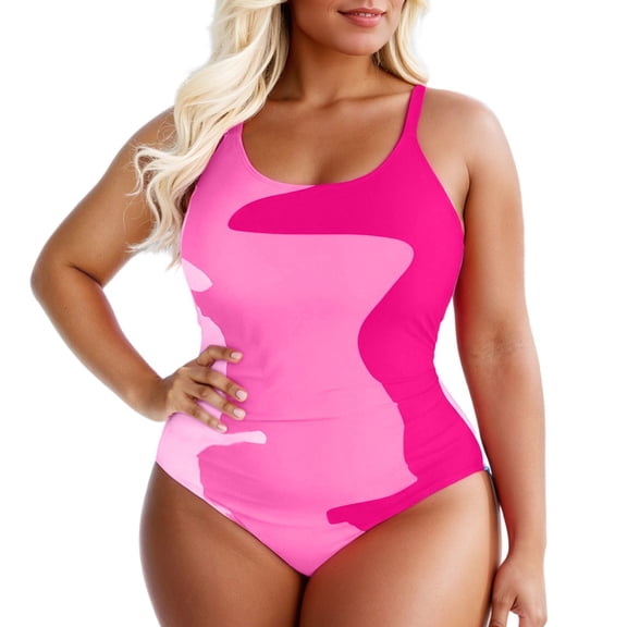 Afdoent One Piece Swimsuit Women Plus Size Color Block Swimsuit Monokini With High Waist And Adjustable Straits For Beach 2026 Beach Vacation Clothes