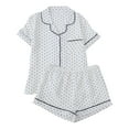 thumbnail image 1 of Afdoent Pajama Sets For Women Casual Short Sleeve Pajama Set With Printed Button Front Top And Shorts Comfortable Sleepwear Outfit With Pockets Comfy, 1 of 4
