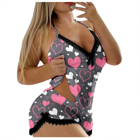 Afdoent Pajamas For Women Ladies Valentine's Day Graphic Printed Sexy Sleeveless Strap Top Shorts Set Fashion Casual 2 Piece Set Nightwear