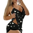 thumbnail image 1 of Afdoent Pajamas For Women Valentine's Day V Neck Sexy Pajamas 2 Piece Set Soft Sleepwear Loungewear Nightwear, 1 of 6