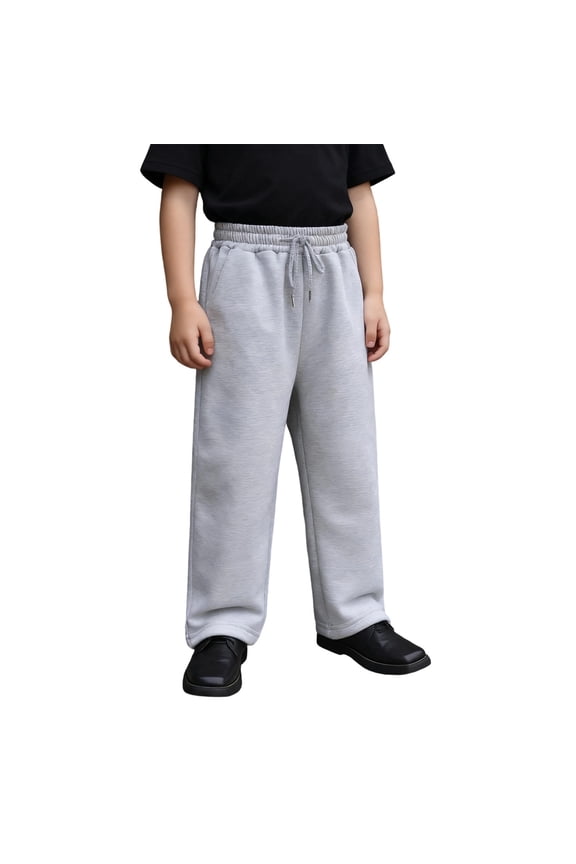 Pants For Kids Boys Casual Loose Fit Straight Leg Jogger Pants With Drawstring Waist And Side Pockets For Play And Everyday Comfort 8-9 Years