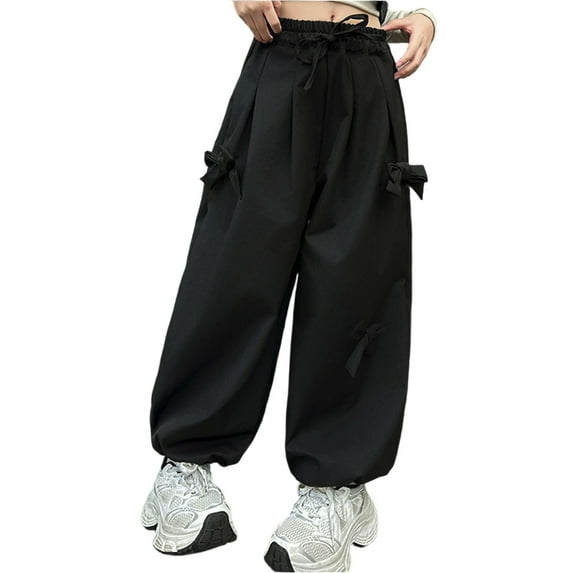 Afdoent Pants For Kids Girls Cute Loose Fit Style Bow Tie Harem Pants For Toddler Kids Autumn Fashion Comfortable Casual Trousers 15-16 Years