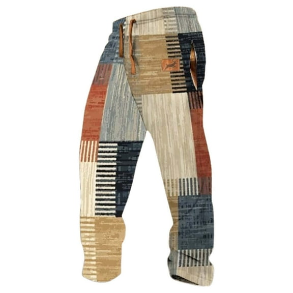 Afdoent Pants For Men Fall And Winter Casual Sports Loose And Thick 3D Printed Straight Leg Pants Fashion