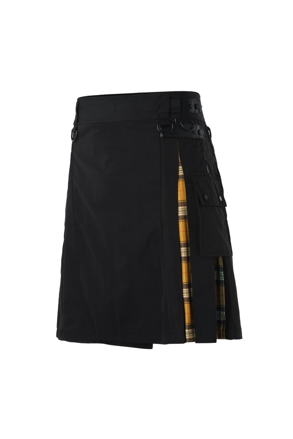 Pants For Men Fashion Casual Scottish Style Plaid Contrast Pocket Pleated Skirt Streetwear