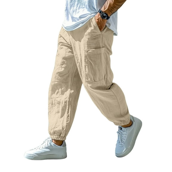 Afdoent Pants For Men Linen Casual Pants Breathable Comfortable Lightweight Relaxed Fit Trousers For Daily Wear And Outdoor Activities Comfortable