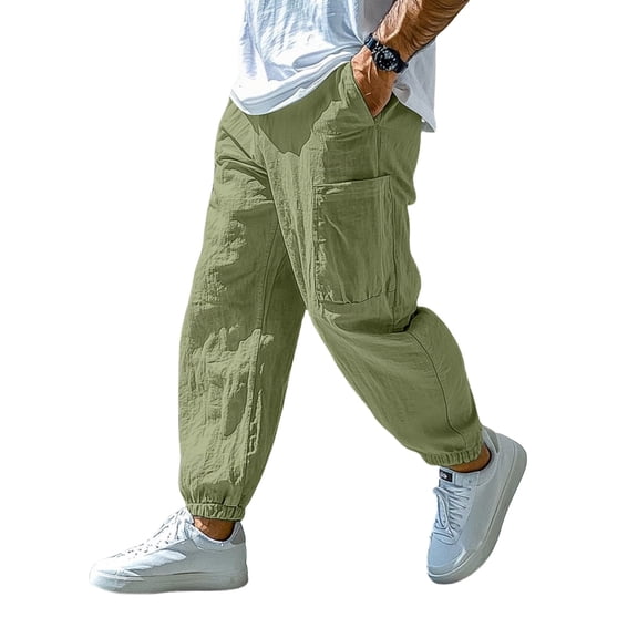Afdoent Pants For Men Linen Casual Pants Breathable Comfortable Lightweight Relaxed Fit Trousers For Daily Wear And Outdoor Activities Fashion