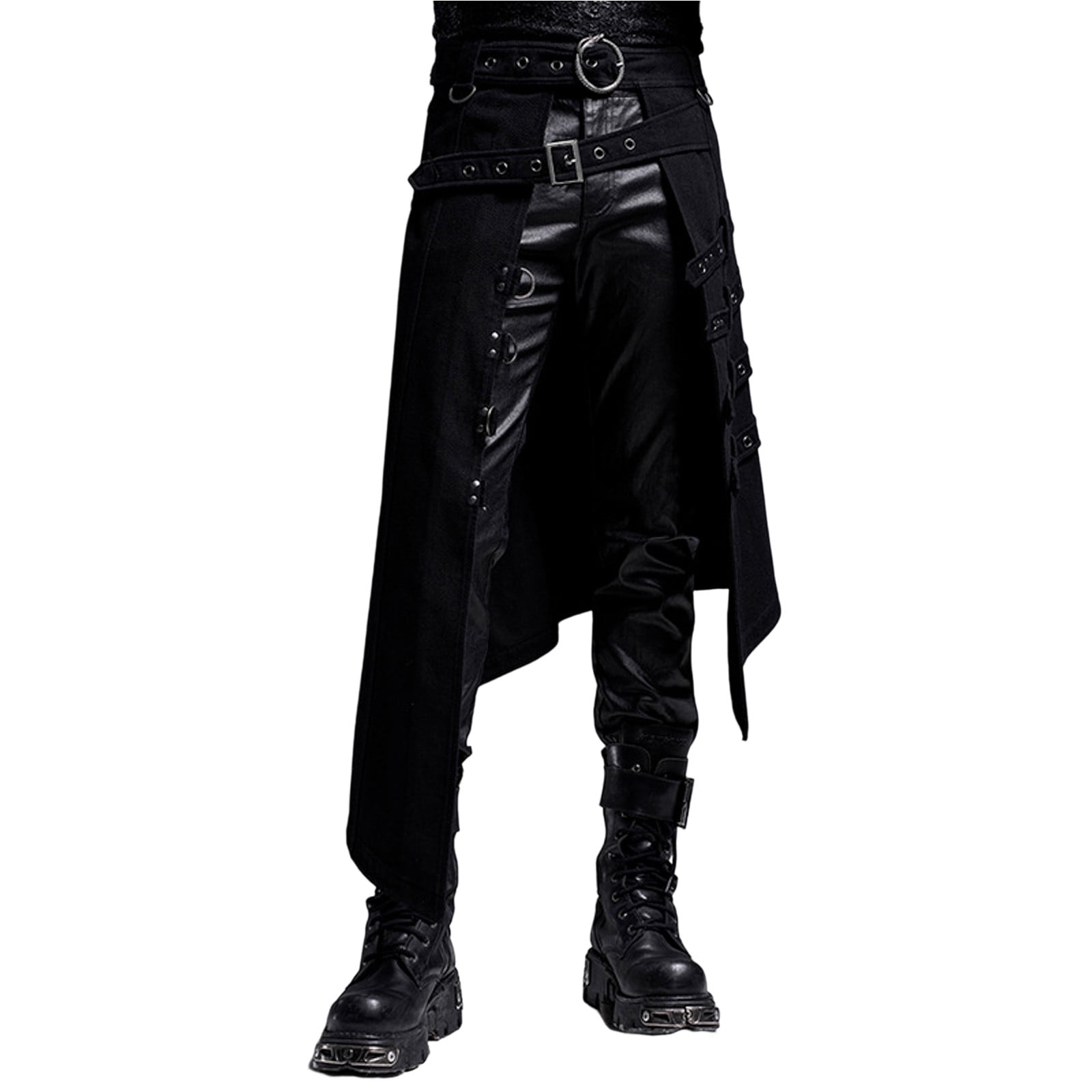 Afdoent Pants For Men Trend Rock Punk Ashes Gothic Asymmetrical