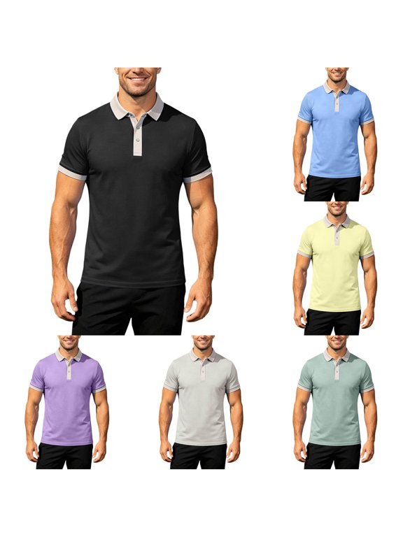 Polo Shirts For Men Breathable Short Sleeve Polo Shirt For Running And Workout Solid Color Peak Lap Style Performance For Training Tops For Men