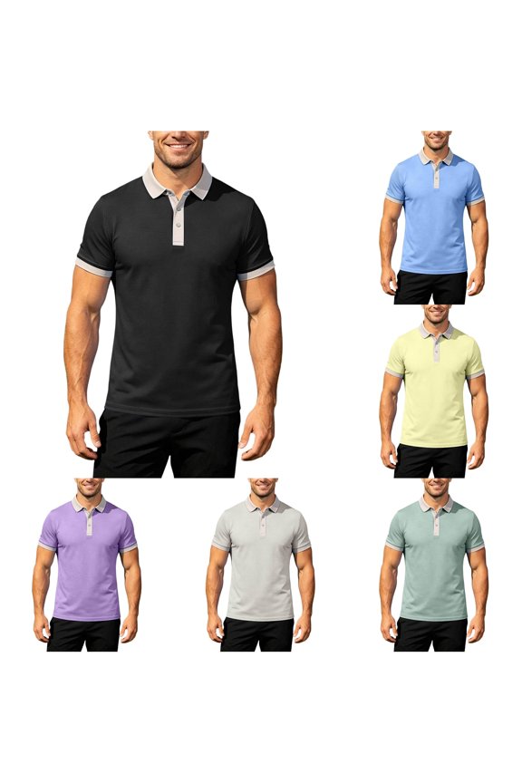 Polo Shirts For Men Breathable Short Sleeve Polo Shirt For Running And Workout Solid Color Peak Lap Style Performance For Training Tops For Men