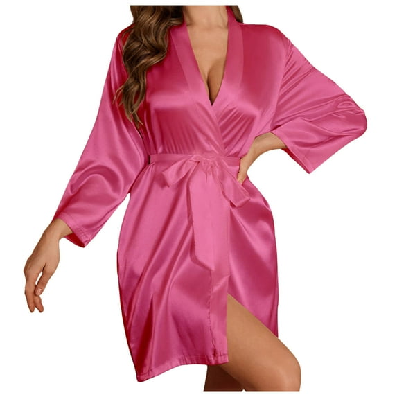 Afdoent Robes For Women Long Sleeve Elegant Sleepwear Silk Satin Thin Robe Loungewear Sleepwear