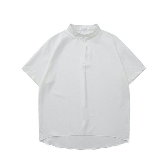 Afdoent Shirt For Men 2025 Summer Male Plus Size Casual Short Sleeve Stand Collar Shirt Casual Vacation Top