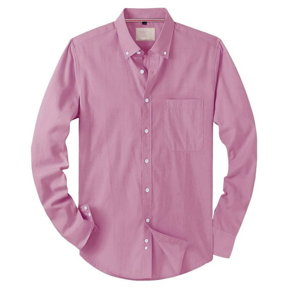 Afdoent Shirt For Men Male Slim Fit Long Sleeve Shirt Casual Linen Blend Business Wear Non Solid Color Top Classic Fit Summer Tops