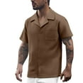 thumbnail image 1 of Afdoent Shirt For Men Male Summer Lapel Solid Color Short Sleeve Button Down Casual Fashion Shirt Casual Vacation Top, 1 of 5