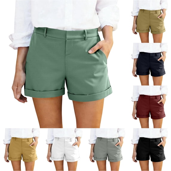 Afdoent Shorts For Women Casual Loose Fit Summer Breathable Blend Elastic Waist Comfortable Shorts With Pockets For Ladies Beach Vacation Clothes