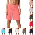 thumbnail image 1 of Afdoent Shorts For Women Lightweight Solid Color Summer Yoga Shorts For Casual Wear And Fitness Beach Vacation, 1 of 5