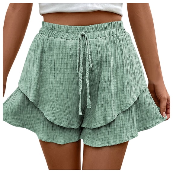 Afdoent Shorts For Women Summer Shorts Elastic Waist Shorts Casual Wide Legs Shorts With Pockets 2026 Beach Vacation Shorts