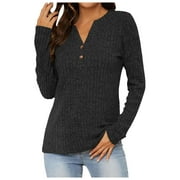 AFDOENT Sweaters For Women Button Down Fall Long Sleeve Pullover Shirts Casual Tunic Tops Lightweight Soft Pullover Sweaters Fashion Trendy Clothes Classic
