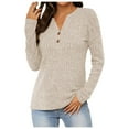 thumbnail image 1 of Afdoent Sweaters For Women Button Down Fall Long Sleeve Pullover Shirts Casual Tunic Tops Lightweight Soft Pullover Sweaters Fashion Trendy Clothes Elegant, 1 of 7