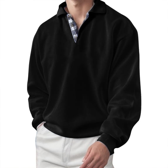 Afdoent Sweatshirts For Men Casual Pullover Tops Long Sleeve Turndown Collar Button Sweatshirt Comfort
