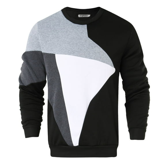Afdoent Sweatshirts For Men Casual Sweatshirt Patchwork Color Autumn Winter Street Casual Sports Loose Comfortable